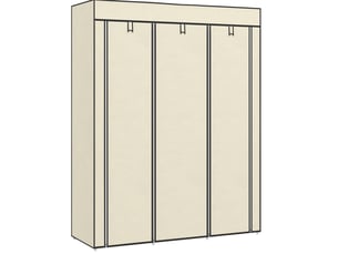 Armoire dressing pliable 125 x 43 x 162,5 cm – beige – 2 tringles et 8 étagères de rangement compact