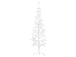 Demi sapin de noël, arbre de noël artificiel mince avec support blanc 180 cm