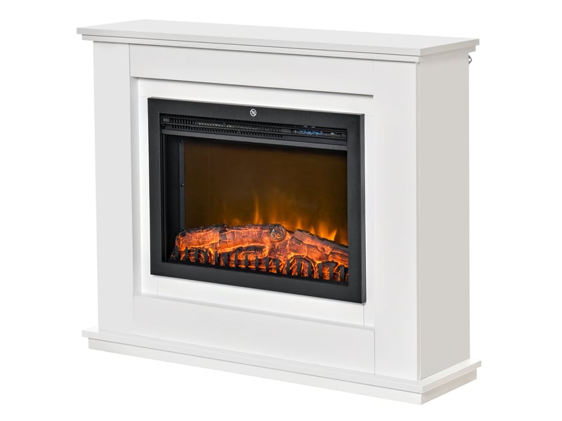  Cheminée électrique avec effet flammes réglable, cadre mdf blanc, 10002000 w, 98 x 27,5 x 80 cm  - Conforama B