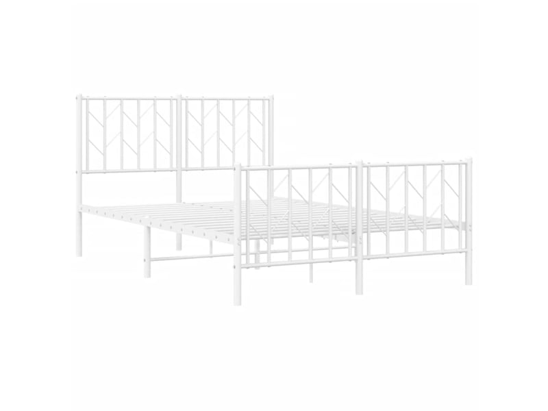 Lit double- lit adulte - cadre de lit métal sans matelas et pied de lit blanc 120x190 cm - Conforama C