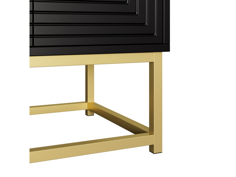 Buffet noir mat 160x38x75.5 cm meuble de rangement salon avec 3 portes et structure stable - Conforama E