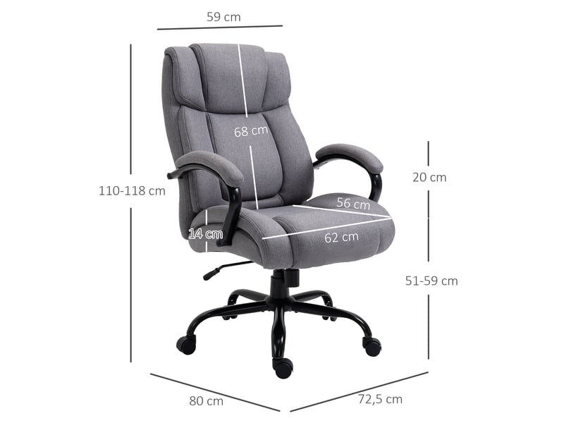  Fauteuil direction ergonomique, max 220 kg, accoudoirs, assise large, bascule, lin, gris clair.  - Conforama E