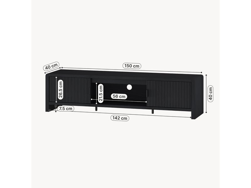  Meuble tv lukkodso 150 x 40 x 40 cm noir rainuré [en.casa]  - Conforama C