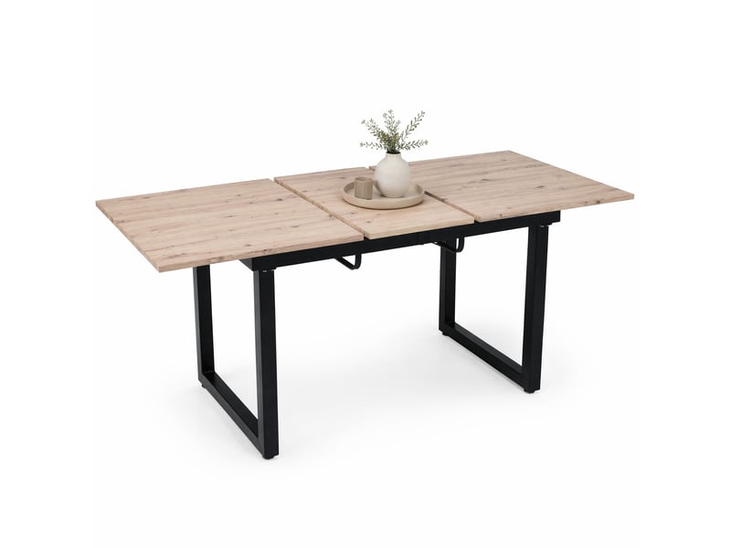  Table extensible industrielle pour salle à manger en mdf et métal 140180×80×75 cm noir naturel  - Conforama A