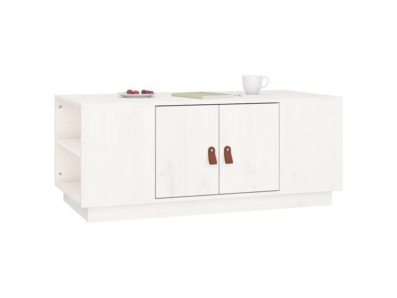  Table basse - table de salon - table à thé blanc 100x50x41 cm bois massif de pin  - Conforama E