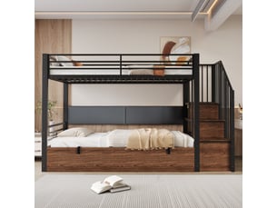 Lit superposé 90x200 cm <strong>MERAX</strong>  <strong>lit enfant noir</strong> coloris noir