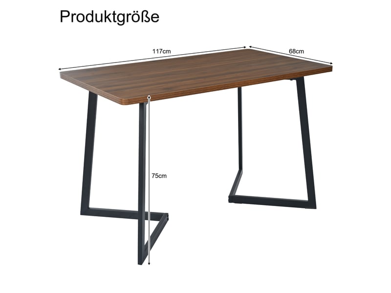  Ensemble table et 4 chaises 117x68x75 cm décor noyer et beige  - Conforama C
