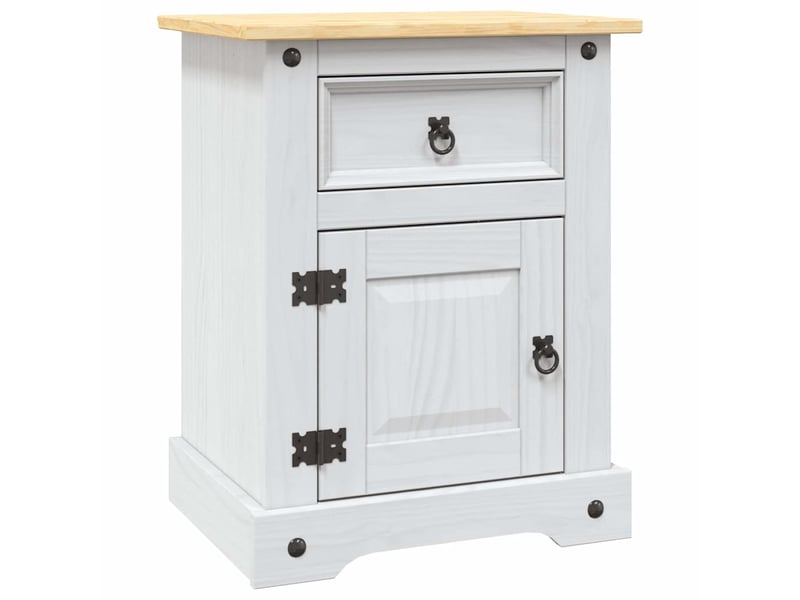  Table de chevet - cabinet de chevet - table de nuit gamme corona pin mexicain blanc 53x39x67 cm  - Conforama A