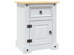 Table de chevet - cabinet de chevet - table de nuit gamme corona pin mexicain blanc 53x39x67 cm