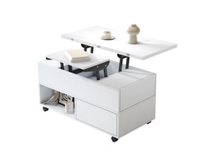Table basse rectangulaire coloris blanc <strong>BEAOK</strong> <strong></strong> - 50 cmx100 cm
