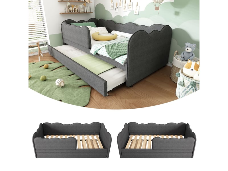  Lit gigogne 90x190, couchage d'appoint polyvalent avec sommier canapé gigogne  - Conforama D