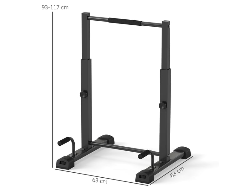  Station de dips réglable 65 x 63 x 93-117 cm – noire – acier, poignées de pompes, charge 540 kg stable  - Conforama B