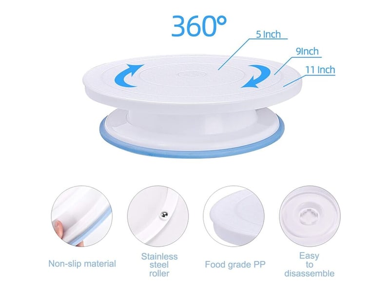 Enowelir plateau tournant de gâteau 15pcs, plateau tournant pour patisserie(1 plateau tournant 28cm11pouce, 2 spatules, 4 scrapers - Conforama C