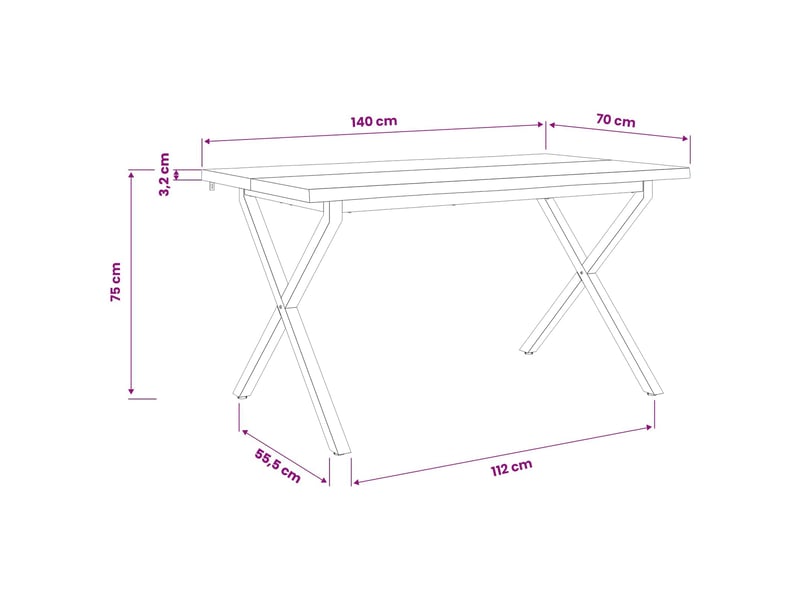  Vidaxl table à manger en bord vivant 140 x 70 x 75 cm naturel  - Conforama C