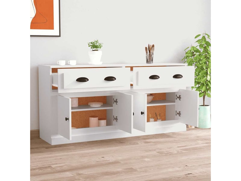  Buffets 2 pcs - bahut - meuble de rangement blanc bois d'ingénierie  - Conforama C
