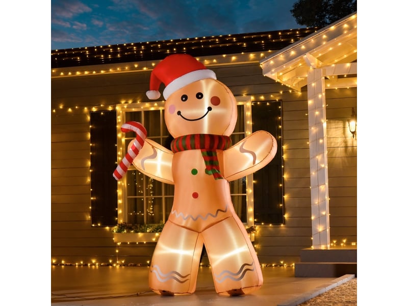  Décoration de noël gonflable bonhomme pain d’épices 2,4 m avec led et soufflerie intégrée, décoration extérieure et intérieure de noël  - Conforama B