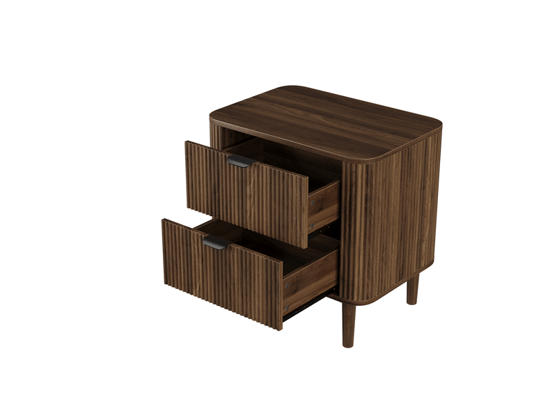  Table de chevet 57x40x57 cm avec 2 tiroirs, pieds en bois, mdf couleur marron, design simple  - Conforama E
