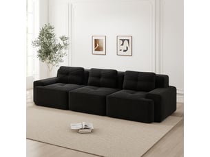 Canapé modulable 3 places sans structure,293x104x69cm,canapé à compression en velours côtelé,assise profonde et rembourrage haute densité 32d -noir