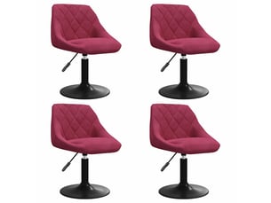 Lot de 4 chaises à manger, chaises de cuisine pivotantes rouge bordeaux velours cf29450