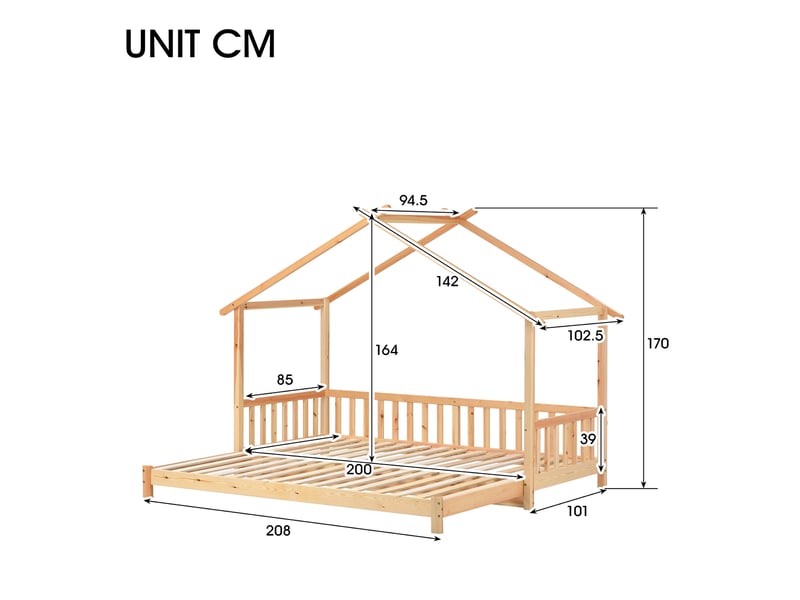  Lit extensible 90x200cm coloris naturel lit enfant naturel - Conforama C