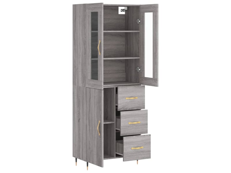  Buffet haut - bahut - meuble de rangement sonoma gris 69,5x34x180 cm bois d'ingénierie  - Conforama D
