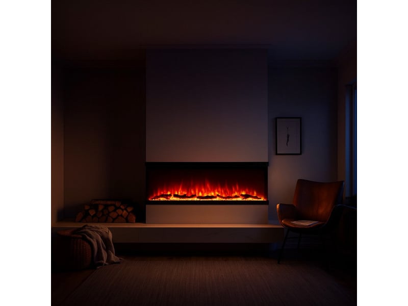  Boston 100 - foyer électrique encastrable à 3 faces, 101,6 x 43,9 x 20,1 cm, en acier noir  - Conforama C