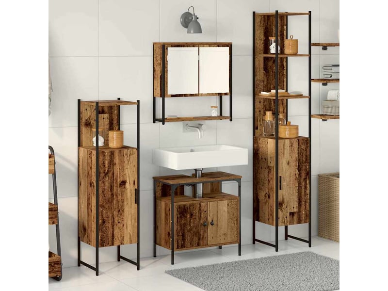  Ensemble de mobilier de salle de bain 4 pc bois ancien cf64498  - Conforama B
