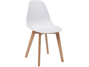 Lot de 2 chaises de cuisine scandinaves nao blanches avec pieds hêtre clair