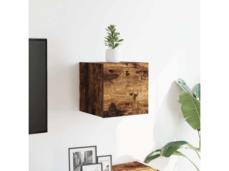  Meuble tv - banc tv - meuble de rangement mural chêne fumé 30,5x30x30 cm  - Conforama C