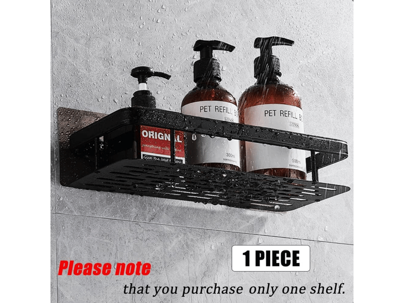  Étagère de douche, étagère de rangement sans perçage, étagère de salle de bain (une seule couche) noir  - Conforama B