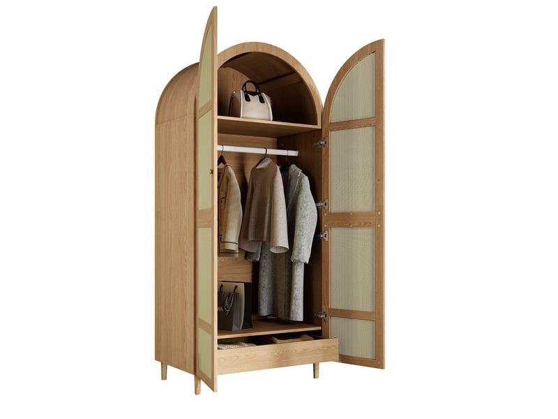  Armoire 80x50x179 cm à portes cintrées en mdf et panneau de particules naturelle  - Conforama A