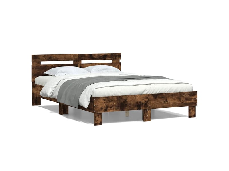 Lit double- lit adulte -  cadre de lit sans matelas chêne fumé 120x200 cm  - Conforama A