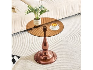 Table basse rond(e) coloris marron MEUBLIV - 50 cmx50 cm