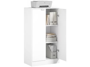 Armoire de bureau à 3 étagères et portes, 60 x 33,5 x 108 cm, blanche