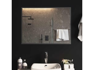 Miroir de salle de bain, miroir de toilette led transparent 80 x 60 cm verre trempé cf62620