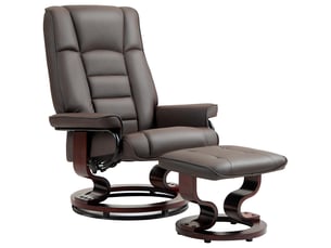 Fauteuil inclinable avec repose-pieds, pivotant et inclinable, revêtement en similicuir, jusqu'à 150 kg, structure en bois, gris