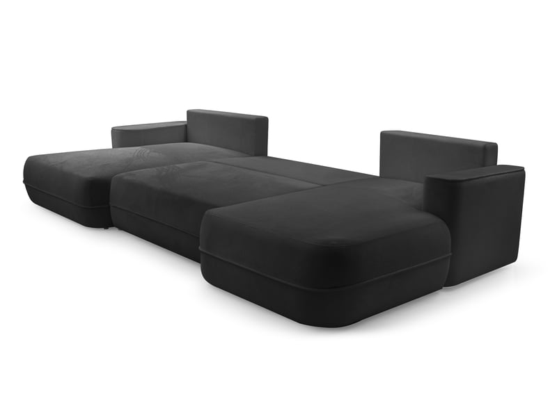  Canapé en u avec fonction lit peoni 364 cm noir élégant Peoni - Conforama E