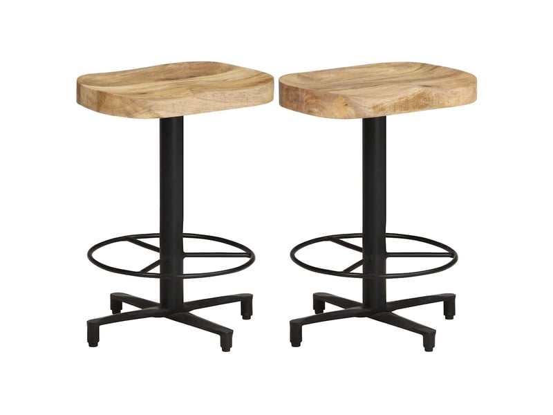  Lot de 2 tabouret de bar, chaise de bar 52 cm bois de manguier massif shl25347  - Conforama B