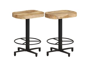 Lot de 2 tabouret de bar, chaise de bar 52 cm bois de manguier massif shl25347