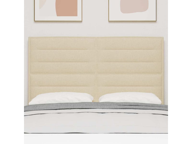 Tête de lit | panneau de tête de lit led avec bandes led crème 144 cm tissu - Conforama D