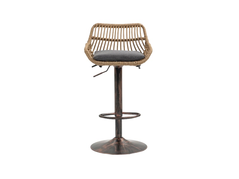  Lot de 2 chaises 49 x 48 x 89-109 cm design rétro, assise en lin, robuste et confortable, rotin pe et base métal, gris  - Conforama A