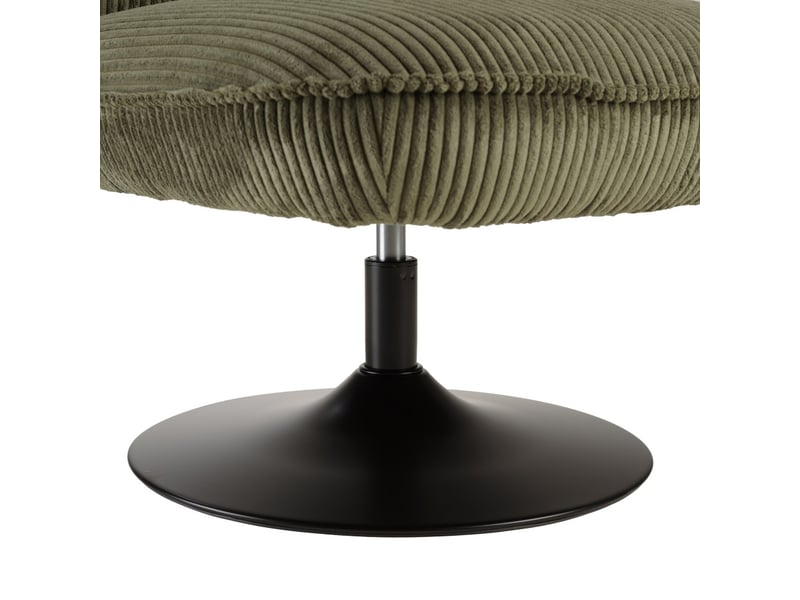 Agathe - fauteuil pivotant en tissu velours côtelé vert  - Conforama D