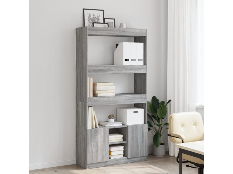  Buffet haut, meuble de rangement sonoma gris 92x33x180 cm bois d'ingénierie  - Conforama C
