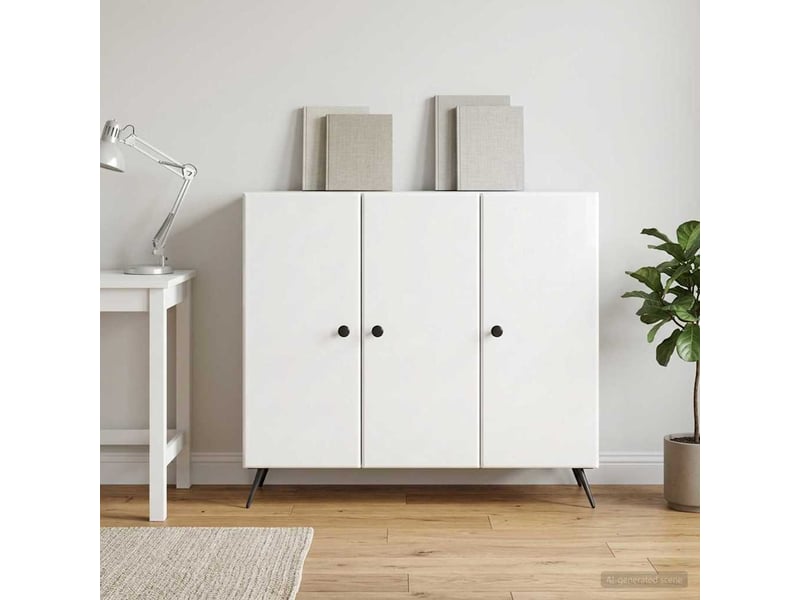 Buffet - bahut - meuble de rangement blanc brillant 89 x 34,5 x 80 cm bois d'ingénierie - Conforama B