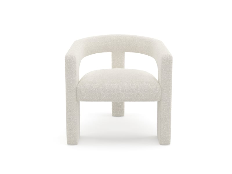  Fauteuil de salle à manger en bouclette crème mila MILABCCR - Conforama C