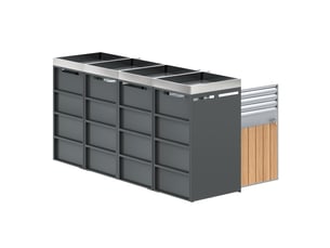 Placard à poubelles avec jardinière - quatre portes - verrouillable - ventilation optimale - acier galvanisé