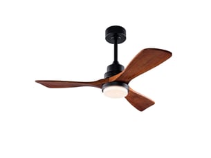 Ventilateur de plafond 107 cm éclairage led 3 couleurs dimmable bois massif noir et noyer foncé réversible télécommande silencieux