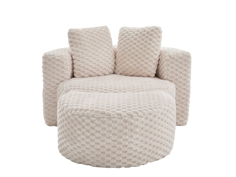  Fauteuil en mousse beige avec repose-pieds, tissu doux et design moderne pour un coin détente confortable  - Conforama A
