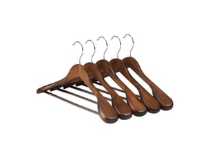 Lot de 5 cintres à épaules larges en bois de haute qualité, finition lisse, antidérapants, pour placard, veste, habillé