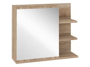 Armoire miroir de salle de bain avec étagère - 3 étagères latérales - kit installation murale fourni - panneaux particules aspect chêne clair